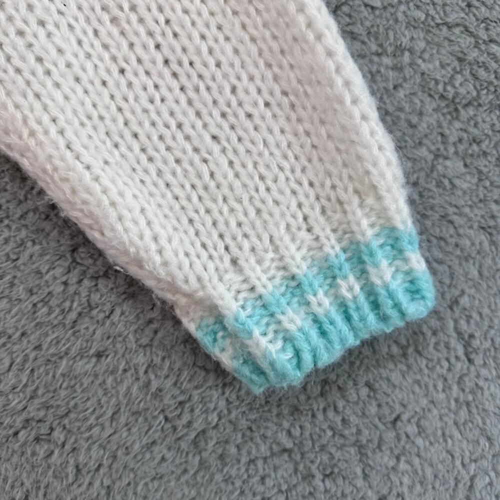 VTG Helium 80's Women's Large Knit Sweater Crew Neck White / Gray / Blue - Picture 11 of 11